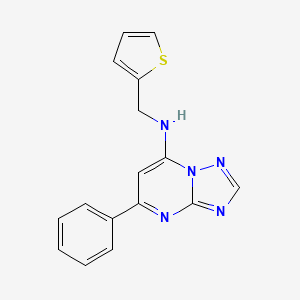 molecular formula C16H13N5S B7497647 5-phenyl-N-(thiophen-2-ylmethyl)-[1,2,4]triazolo[1,5-a]pyrimidin-7-amine 