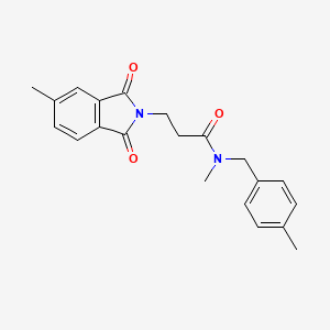 molecular formula C21H22N2O3 B7497655 N-methyl-3-(5-methyl-1,3-dioxoisoindol-2-yl)-N-[(4-methylphenyl)methyl]propanamide 
