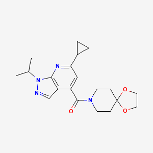 molecular formula C20H26N4O3 B7497663 (6-Cyclopropyl-1-propan-2-ylpyrazolo[3,4-b]pyridin-4-yl)-(1,4-dioxa-8-azaspiro[4.5]decan-8-yl)methanone 