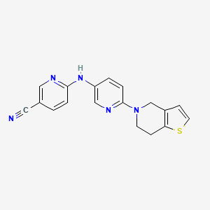 molecular formula C18H15N5S B7497677 6-[[6-(6,7-dihydro-4H-thieno[3,2-c]pyridin-5-yl)pyridin-3-yl]amino]pyridine-3-carbonitrile 