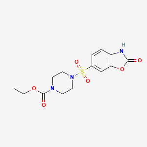 molecular formula C14H17N3O6S B7497681 ethyl 4-[(2-oxo-3H-1,3-benzoxazol-6-yl)sulfonyl]piperazine-1-carboxylate 