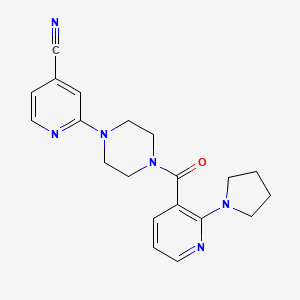 molecular formula C20H22N6O B7497689 2-[4-(2-Pyrrolidin-1-ylpyridine-3-carbonyl)piperazin-1-yl]pyridine-4-carbonitrile 