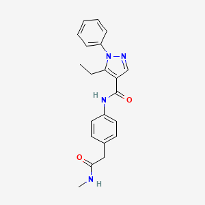 molecular formula C21H22N4O2 B7497703 5-ethyl-N-[4-[2-(methylamino)-2-oxoethyl]phenyl]-1-phenylpyrazole-4-carboxamide 