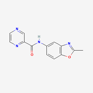 molecular formula C13H10N4O2 B7497820 N-(2-methyl-1,3-benzoxazol-5-yl)pyrazine-2-carboxamide 