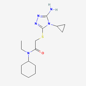 molecular formula C15H25N5OS B7497863 2-[(5-amino-4-cyclopropyl-1,2,4-triazol-3-yl)sulfanyl]-N-cyclohexyl-N-ethylacetamide 