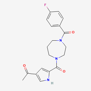 molecular formula C19H20FN3O3 B7497867 1-[5-[4-(4-fluorobenzoyl)-1,4-diazepane-1-carbonyl]-1H-pyrrol-3-yl]ethanone 