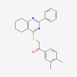 molecular formula C24H24N2OS B7497979 1-(3,4-Dimethylphenyl)-2-[(2-phenyl-5,6,7,8-tetrahydroquinazolin-4-yl)thio]ethanone 