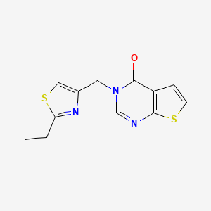 molecular formula C12H11N3OS2 B7498022 3-[(2-Ethyl-1,3-thiazol-4-yl)methyl]thieno[2,3-d]pyrimidin-4-one 