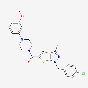 molecular formula C25H25ClN4O2S B7498057 [1-[(4-Chlorophenyl)methyl]-3-methylthieno[2,3-c]pyrazol-5-yl]-[4-(3-methoxyphenyl)piperazin-1-yl]methanone 