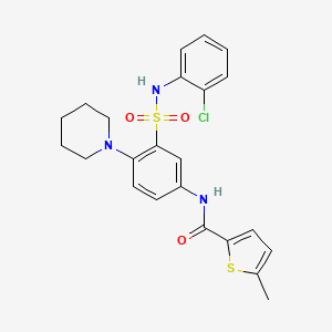 molecular formula C23H24ClN3O3S2 B7498139 N-[3-[(2-chlorophenyl)sulfamoyl]-4-piperidin-1-ylphenyl]-5-methylthiophene-2-carboxamide 