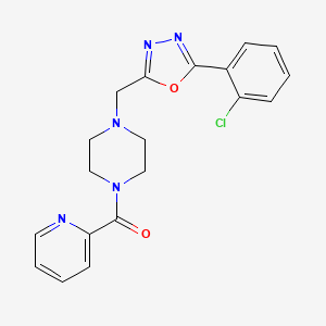 molecular formula C19H18ClN5O2 B7498162 [4-[[5-(2-Chlorophenyl)-1,3,4-oxadiazol-2-yl]methyl]piperazin-1-yl]-pyridin-2-ylmethanone 