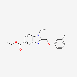 molecular formula C21H24N2O3 B7498189 Ethyl 2-[(3,4-dimethylphenoxy)methyl]-1-ethylbenzimidazole-5-carboxylate 