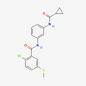 molecular formula C18H17ClN2O2S B7498222 2-chloro-N-[3-(cyclopropanecarbonylamino)phenyl]-5-methylsulfanylbenzamide 