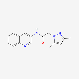 molecular formula C16H16N4O B7498248 2-(3,5-dimethylpyrazol-1-yl)-N-quinolin-3-ylacetamide 