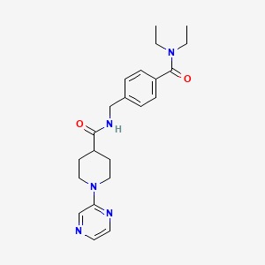 molecular formula C22H29N5O2 B7498296 N-[[4-(diethylcarbamoyl)phenyl]methyl]-1-pyrazin-2-ylpiperidine-4-carboxamide 