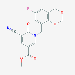 methyl 5-cyano-1-[(6-fluoro-4H-1,3-benzodioxin-8-yl)methyl]-6-oxopyridine-3-carboxylate
