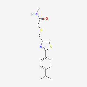 N-methyl-2-[[2-(4-propan-2-ylphenyl)-1,3-thiazol-4-yl]methylsulfanyl]acetamide