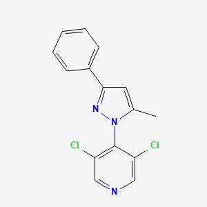 molecular formula C15H11Cl2N3 B7498398 3,5-Dichloro-4-(5-methyl-3-phenylpyrazol-1-yl)pyridine 