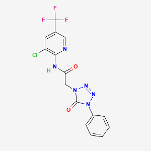 molecular formula C15H10ClF3N6O2 B7498407 N-[3-chloro-5-(trifluoromethyl)pyridin-2-yl]-2-(5-oxo-4-phenyltetrazol-1-yl)acetamide 