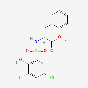 molecular formula C16H15Cl2NO5S B7498415 Methyl 2-[(3,5-dichloro-2-hydroxyphenyl)sulfonylamino]-3-phenylpropanoate 