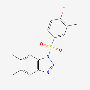 molecular formula C16H15FN2O2S B7498465 1-(4-Fluoro-3-methylphenyl)sulfonyl-5,6-dimethylbenzimidazole 