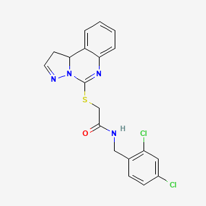 2-(1,10b-dihydropyrazolo[1,5-c]quinazolin-5-ylsulfanyl)-N-[(2,4-dichlorophenyl)methyl]acetamide
