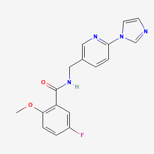 molecular formula C17H15FN4O2 B7498504 5-fluoro-N-[(6-imidazol-1-ylpyridin-3-yl)methyl]-2-methoxybenzamide 