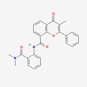 molecular formula C26H22N2O4 B7498622 N-[2-(dimethylcarbamoyl)phenyl]-3-methyl-4-oxo-2-phenylchromene-8-carboxamide 