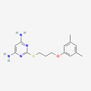 molecular formula C15H20N4OS B7498630 2-[3-(3,5-Dimethylphenoxy)propylsulfanyl]pyrimidine-4,6-diamine 