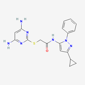 molecular formula C18H19N7OS B7498650 N-(5-cyclopropyl-2-phenylpyrazol-3-yl)-2-(4,6-diaminopyrimidin-2-yl)sulfanylacetamide 