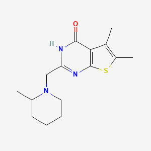 molecular formula C15H21N3OS B7498684 5,6-dimethyl-2-[(2-methylpiperidin-1-yl)methyl]-3H-thieno[2,3-d]pyrimidin-4-one 