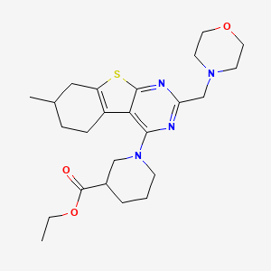 molecular formula C24H34N4O3S B7498740 Ethyl 1-[7-methyl-2-(morpholin-4-ylmethyl)-5,6,7,8-tetrahydro-[1]benzothiolo[2,3-d]pyrimidin-4-yl]piperidine-3-carboxylate 