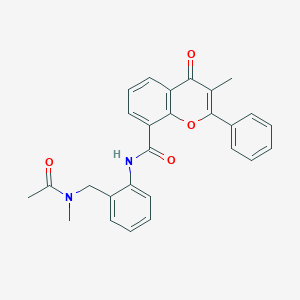molecular formula C27H24N2O4 B7498750 N-[2-[[acetyl(methyl)amino]methyl]phenyl]-3-methyl-4-oxo-2-phenylchromene-8-carboxamide 