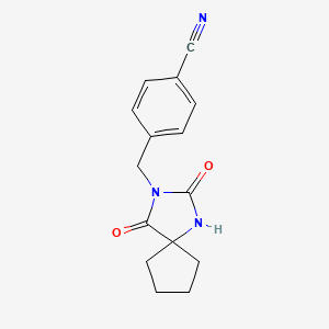 molecular formula C15H15N3O2 B7498798 4-[(2,4-Dioxo-1,3-diazaspiro[4.4]nonan-3-yl)methyl]benzonitrile 