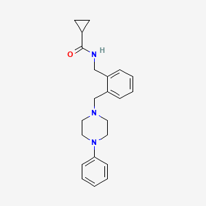 molecular formula C22H27N3O B7498832 N-[[2-[(4-phenylpiperazin-1-yl)methyl]phenyl]methyl]cyclopropanecarboxamide 