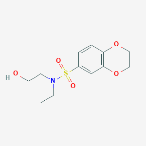 molecular formula C12H17NO5S B7498880 N-ethyl-N-(2-hydroxyethyl)-2,3-dihydro-1,4-benzodioxine-6-sulfonamide 