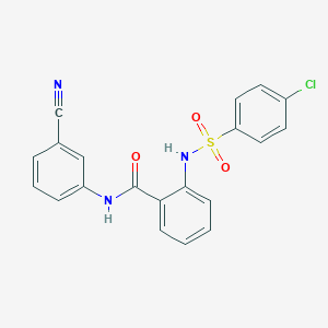 molecular formula C20H14ClN3O3S B7498898 2-[(4-chlorophenyl)sulfonylamino]-N-(3-cyanophenyl)benzamide 