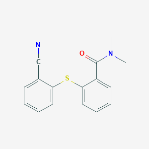 molecular formula C16H14N2OS B7498900 2-(2-cyanophenyl)sulfanyl-N,N-dimethylbenzamide 