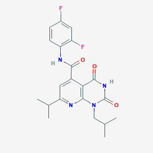molecular formula C21H22F2N4O3 B7499010 N-(2,4-difluorophenyl)-1-(2-methylpropyl)-2,4-dioxo-7-propan-2-ylpyrido[2,3-d]pyrimidine-5-carboxamide 