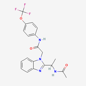 molecular formula C20H19F3N4O3 B7499082 2-[2-(1-acetamidoethyl)benzimidazol-1-yl]-N-[4-(trifluoromethoxy)phenyl]acetamide 