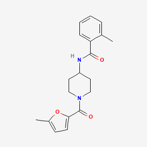 molecular formula C19H22N2O3 B7499121 2-methyl-N-[1-(5-methylfuran-2-carbonyl)piperidin-4-yl]benzamide 