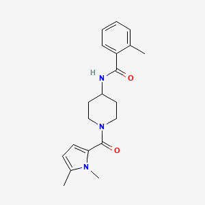 molecular formula C20H25N3O2 B7499131 N-[1-(1,5-dimethylpyrrole-2-carbonyl)piperidin-4-yl]-2-methylbenzamide 