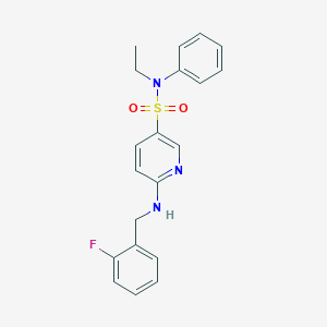 molecular formula C20H20FN3O2S B7499154 N-ethyl-6-[(2-fluorophenyl)methylamino]-N-phenylpyridine-3-sulfonamide 