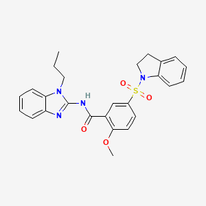 molecular formula C26H26N4O4S B7499158 5-(2,3-dihydroindol-1-ylsulfonyl)-2-methoxy-N-(1-propylbenzimidazol-2-yl)benzamide 