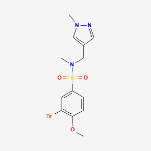 molecular formula C13H16BrN3O3S B7499189 3-bromo-4-methoxy-N-methyl-N-[(1-methylpyrazol-4-yl)methyl]benzenesulfonamide 