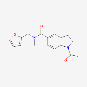 molecular formula C17H18N2O3 B7499279 1-acetyl-N-(furan-2-ylmethyl)-N-methyl-2,3-dihydroindole-5-carboxamide 