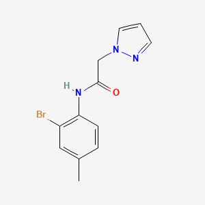 molecular formula C12H12BrN3O B7499298 N-(2-bromo-4-methylphenyl)-2-pyrazol-1-ylacetamide 
