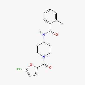 molecular formula C18H19ClN2O3 B7499364 N-[1-(5-chlorofuran-2-carbonyl)piperidin-4-yl]-2-methylbenzamide 