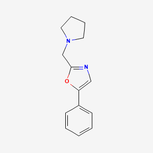molecular formula C14H16N2O B7499377 5-Phenyl-2-(pyrrolidin-1-ylmethyl)-1,3-oxazole 