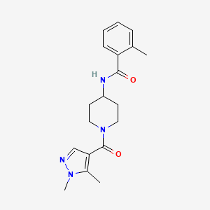 molecular formula C19H24N4O2 B7499387 N-[1-(1,5-dimethylpyrazole-4-carbonyl)piperidin-4-yl]-2-methylbenzamide 